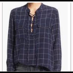 Madewell Navy Silk Blouse
